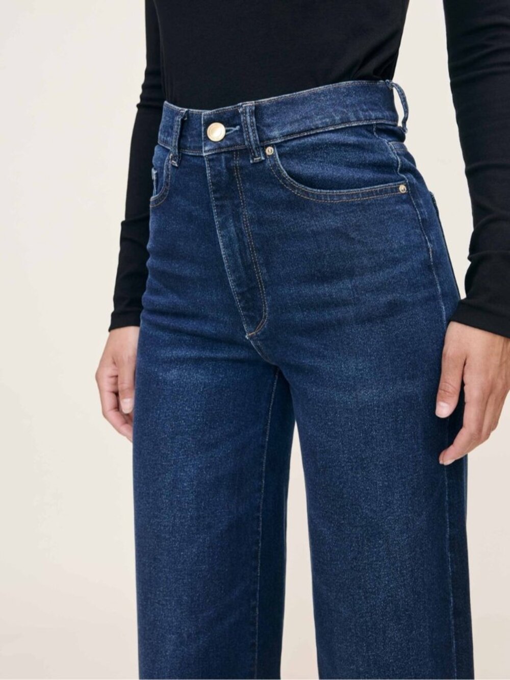 DL1961 Hepburn vintage wide leg jeans in Eve 27 - Picture 4 of 12